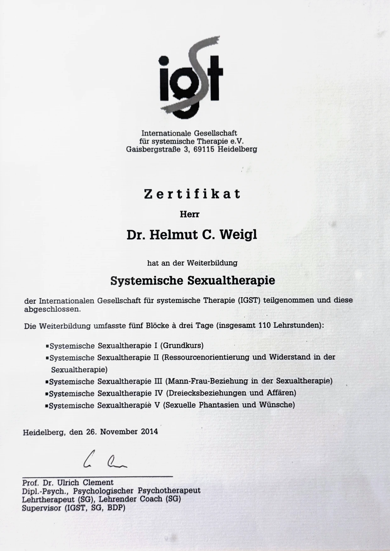 IGST Zertifikat
